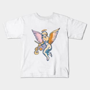 Enchanted Seraph with Sword and Heart No. 684 Kids T-Shirt